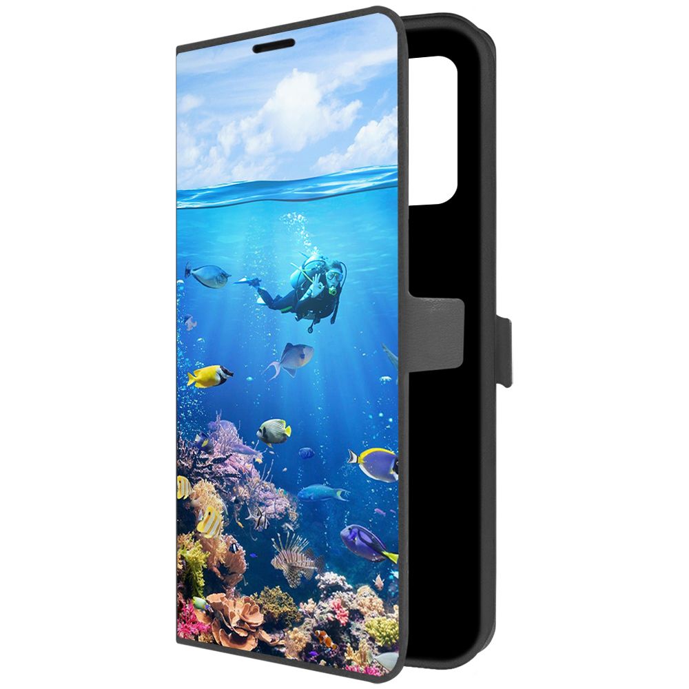 

Чехол-книжка Krutoff Eco Book для Realme C35 Австралия, Большой Барьерный Риф (черный)