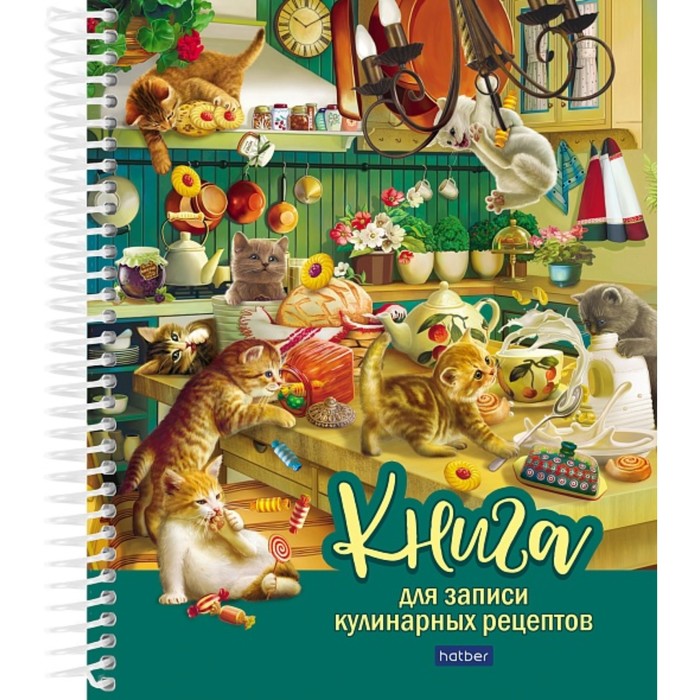 

Книга для записи кулинарных рецептов А5, 80 листов на гребне "Котики бывают разными", твер