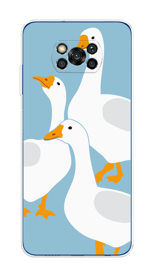 

Чехол на Poco X3/X3 Pro "Гусиное трио", Голубой;белый;серый;желтый, 310650-1