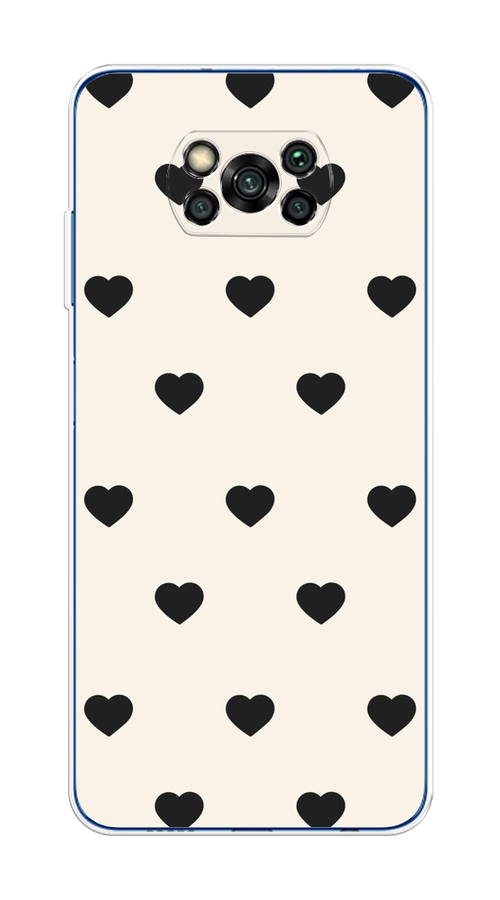 

Чехол на Poco X3/X3 Pro "Черные сердечки на белом", Черный;белый, 310650-1