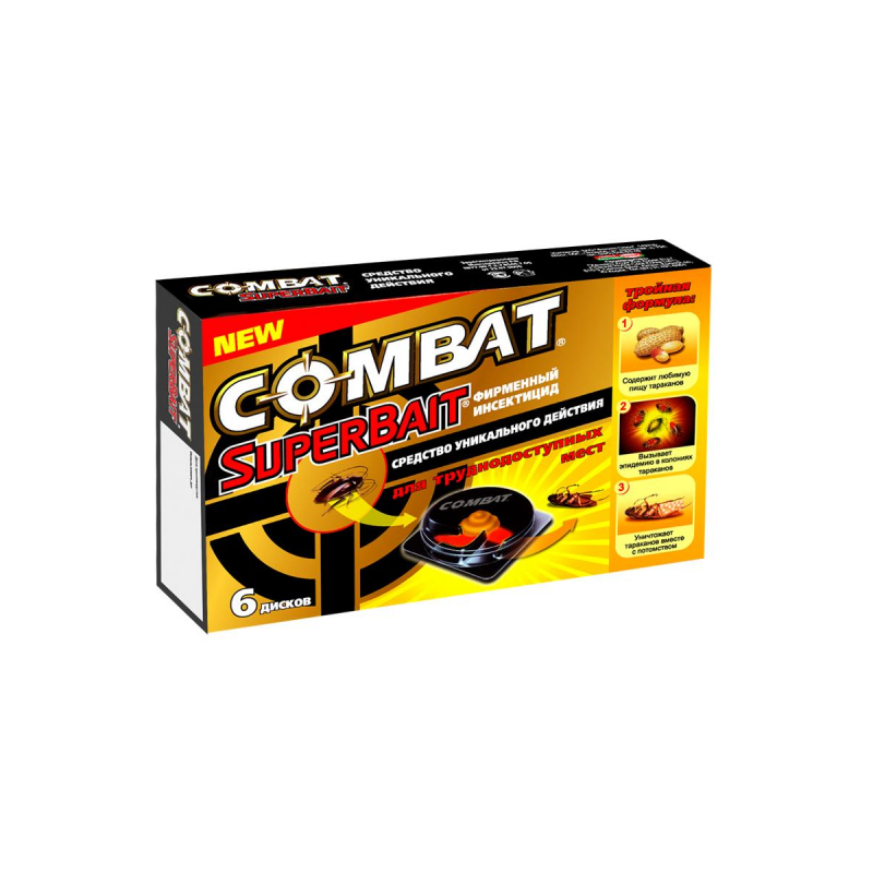 Средство от насекомых COMBAT Super Bait ловушка для тараканов 6шт