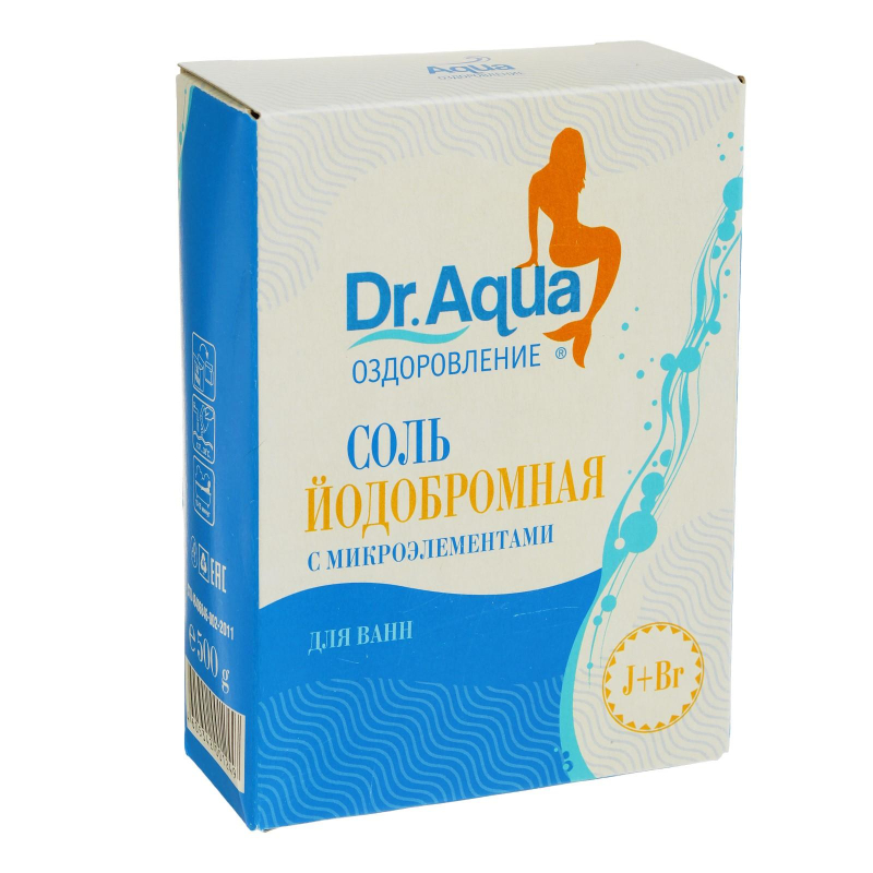 Соль для ванн морская Dr Aqua природная йодобромная 500 г доктор аква соль морская д ванн природная 500г 2