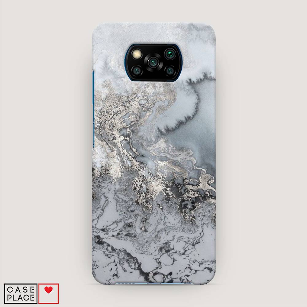 фото Пластиковый чехол "морозная лавина серая" на xiaomi poco x3 nfc awog