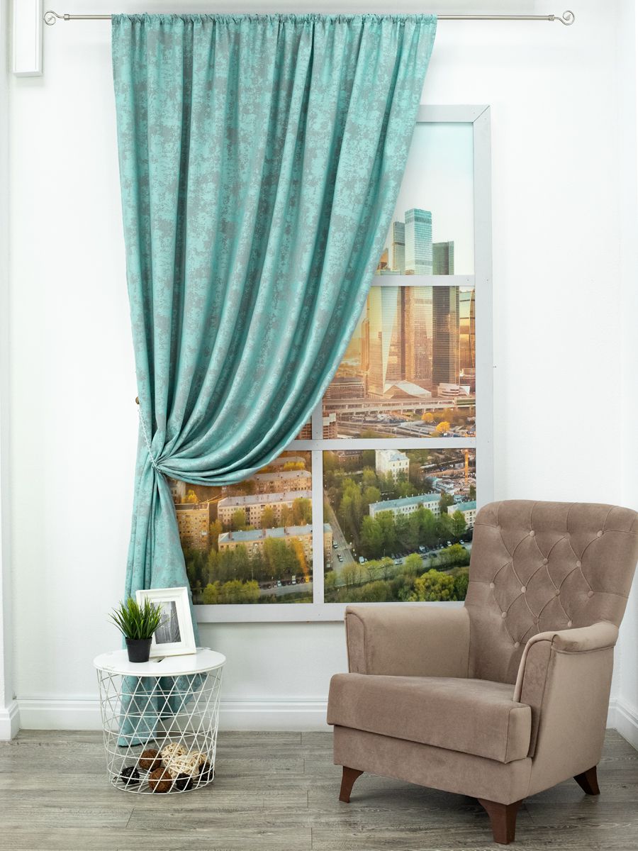 

Штора Amore Mio RR SOFT-4332C-18 Софт жаккард 2,0*2,7 1 шт. Ментоловый, RR SOFT-4332C