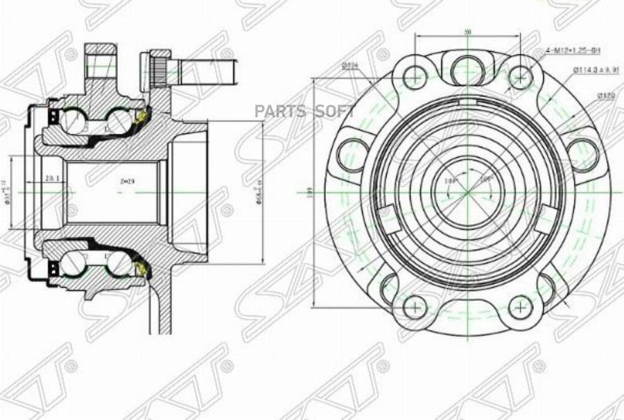 

SAT Ступичный узел перед NISSAN TEANA J32VQ25/TNJ32/MURANO TNZ51QR25 29 шл.