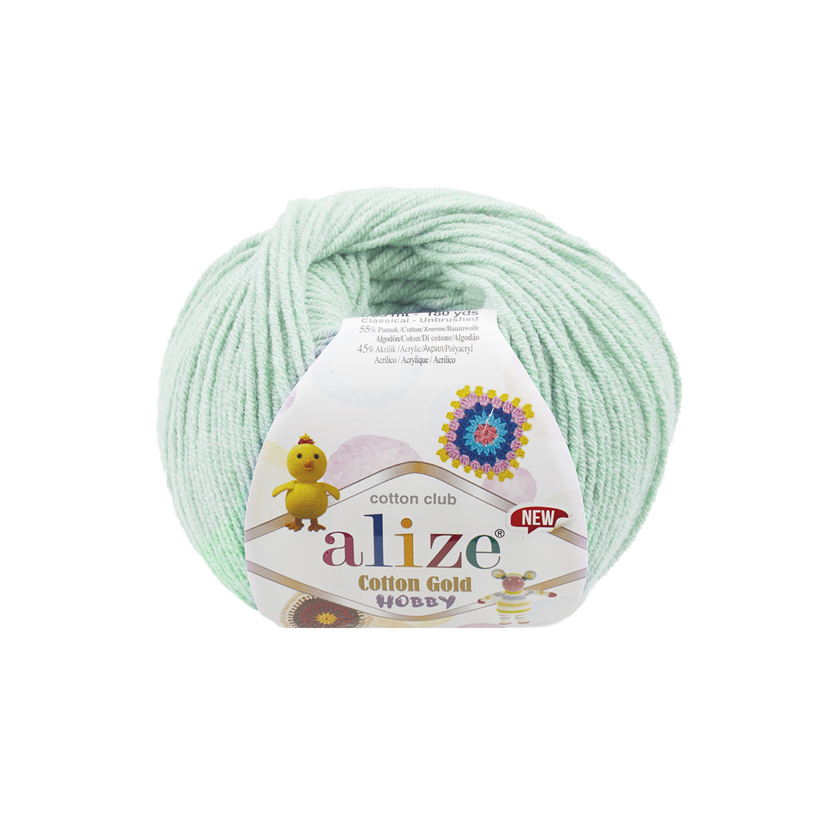 фото Пряжа alize 'cotton gold hobby new' 50г, 165м, хлопок, акрил, 522 мята, 10 мотков