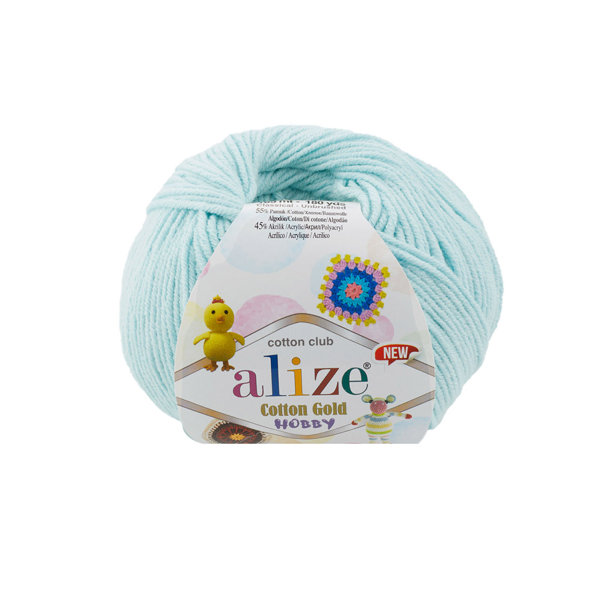 фото Пряжа alize 'cotton gold hobby new' 50г, 165м, хлопок, акрил, 514 ледяной, 10 мотков