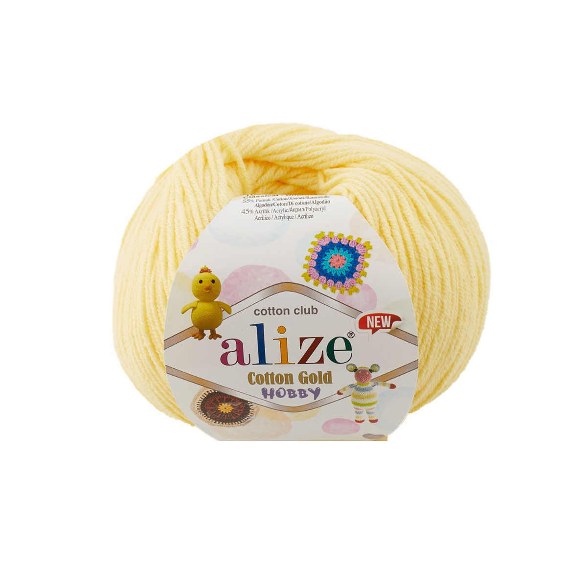 фото Пряжа alize 'cotton gold hobby new' 50г, 165м, хлопок, 187 светлый-лимон, 10 мотков