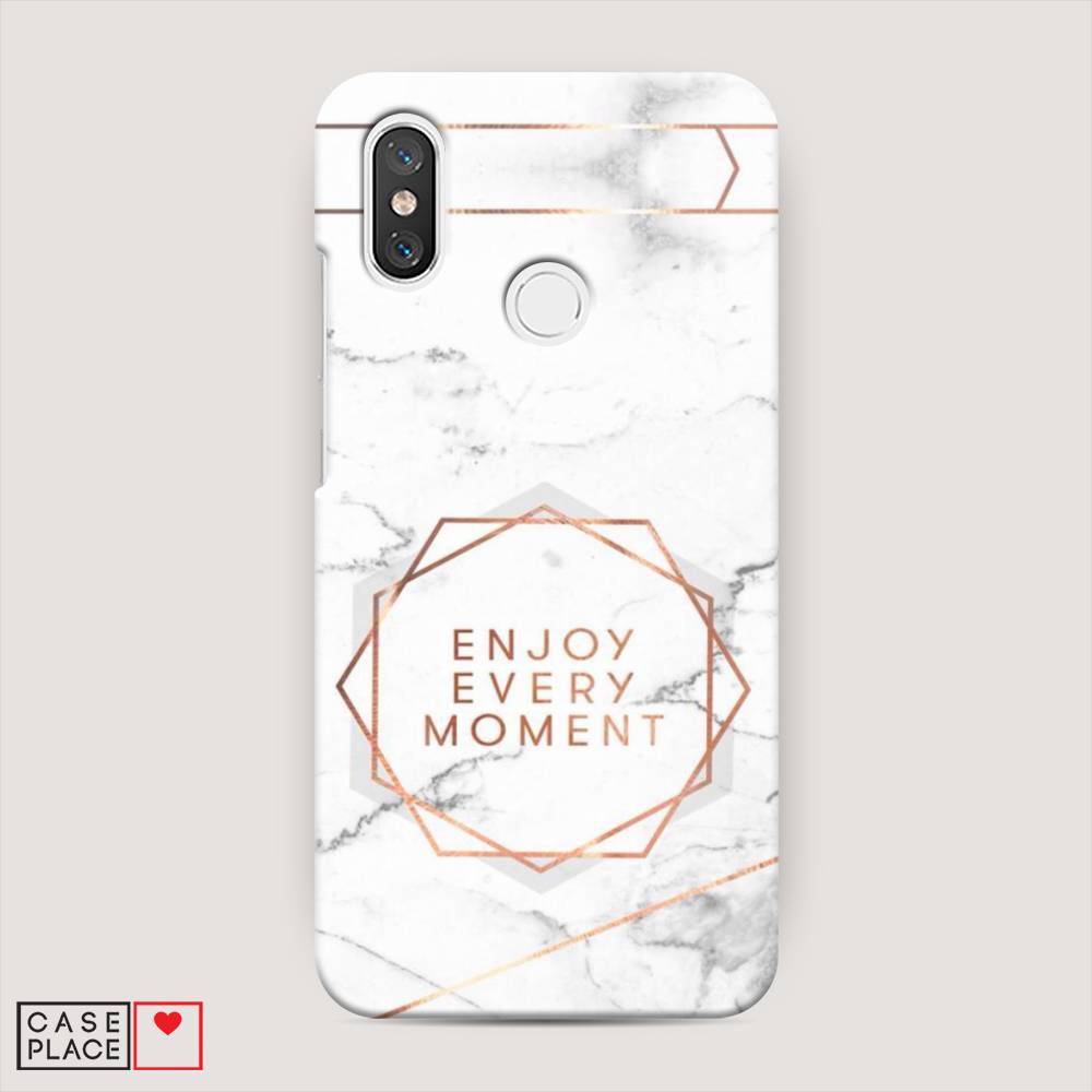 фото Пластиковый чехол "enjoy every moment мрамор" на xiaomi mi 8 awog