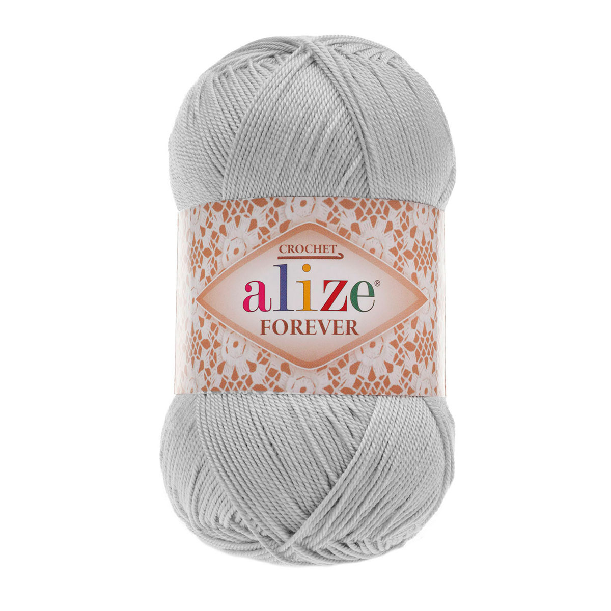 

Пряжа ALIZE 'Forever crochet' 50г, 300м, микроакрил ТУ, 168 светло-серый, 5 мотков