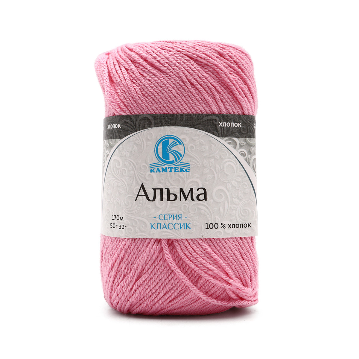 

Пряжа Камтекс 'Альма' 50г, 170м, 100% хлопок, 056 розовый, 5 мотков