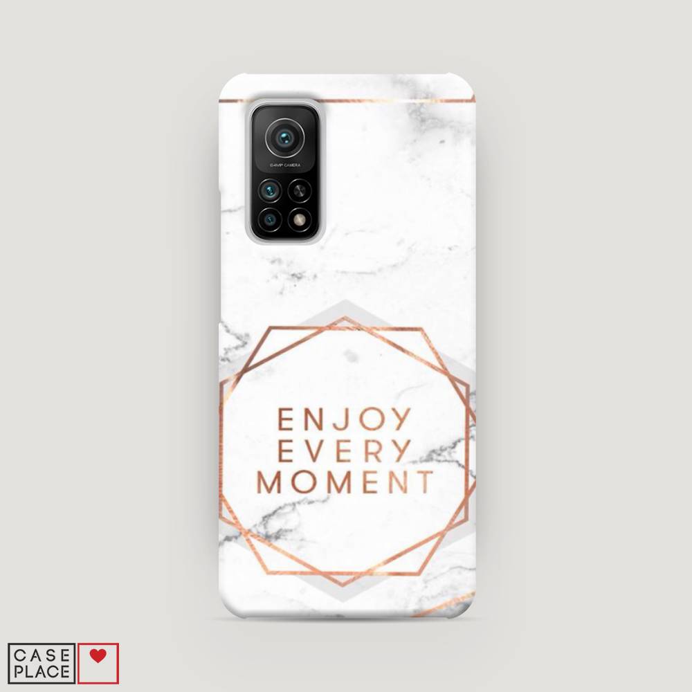 фото Пластиковый чехол "enjoy every moment мрамор" на xiaomi mi 10t awog