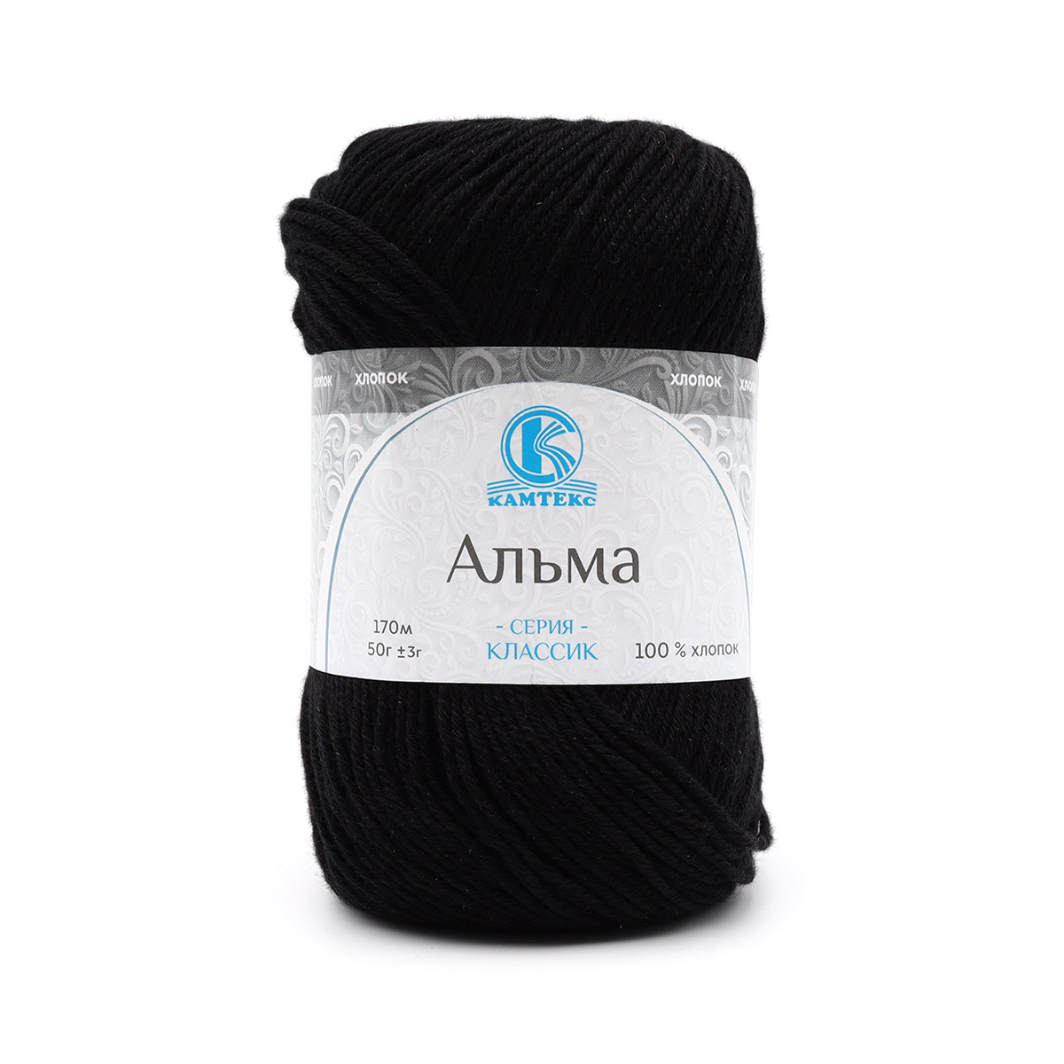 

Пряжа Камтекс 'Альма' 50г, 170м, 100% хлопок, 003 чёрный, 5 мотков, Черный, 558710