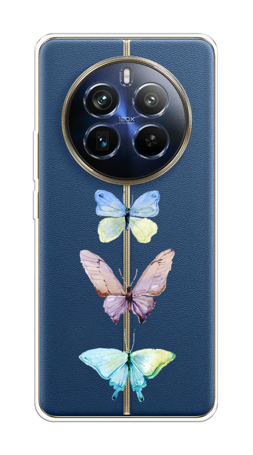 

Чехол на Realme 12+ "Акварельные бабочки", Бирюзовый;розовый, 2516350-1