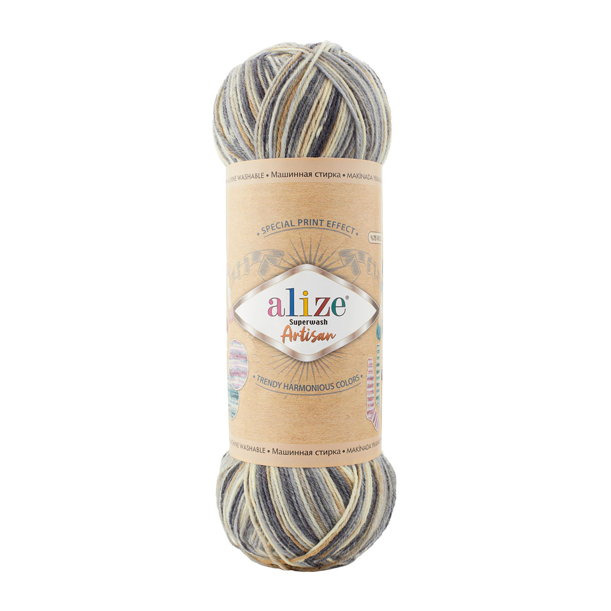 

Пряжа ALIZE 'Superwash Artisan' 100г, 420м, SW шерсть, 9005 секционный, 5 мотков