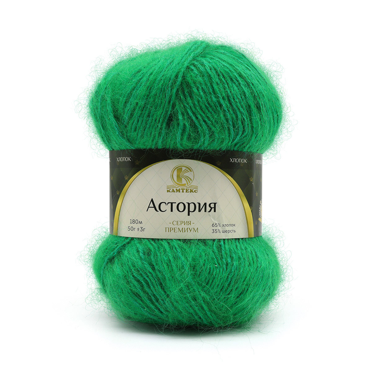 

Пряжа Камтекс 'Астория' 50г, 180м, хлопок, шерсть, 109 зелёный яркий, 5 мотков