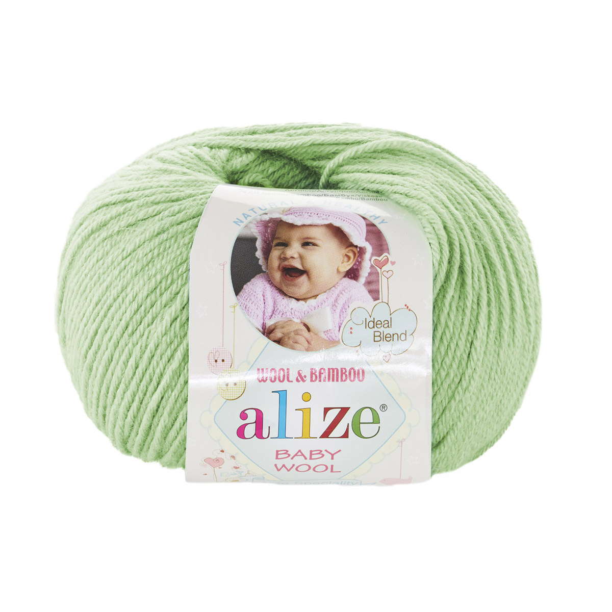 

Пряжа ALIZE 'Baby wool' 50г, 175м, бамбук, шерсть, акрил ТУ, 188 зелёная мята, 10 мотков