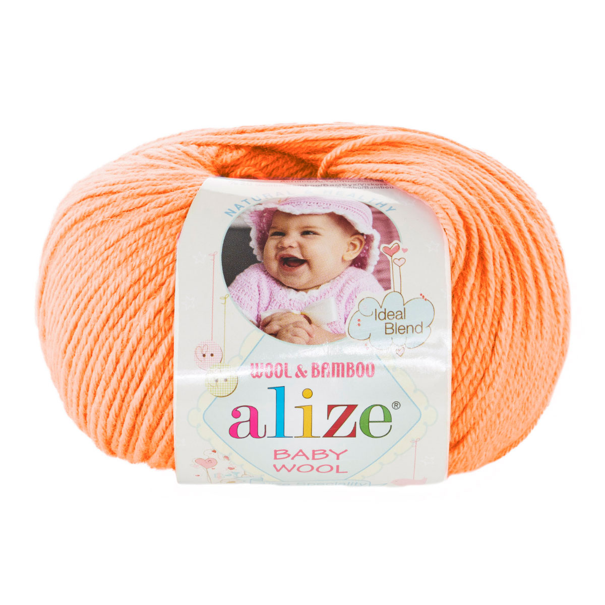 

Пряжа ALIZE 'Baby wool' 50г, 175м, бамбук, шерсть, акрил ТУ, 81 персиковый, 10 мотков