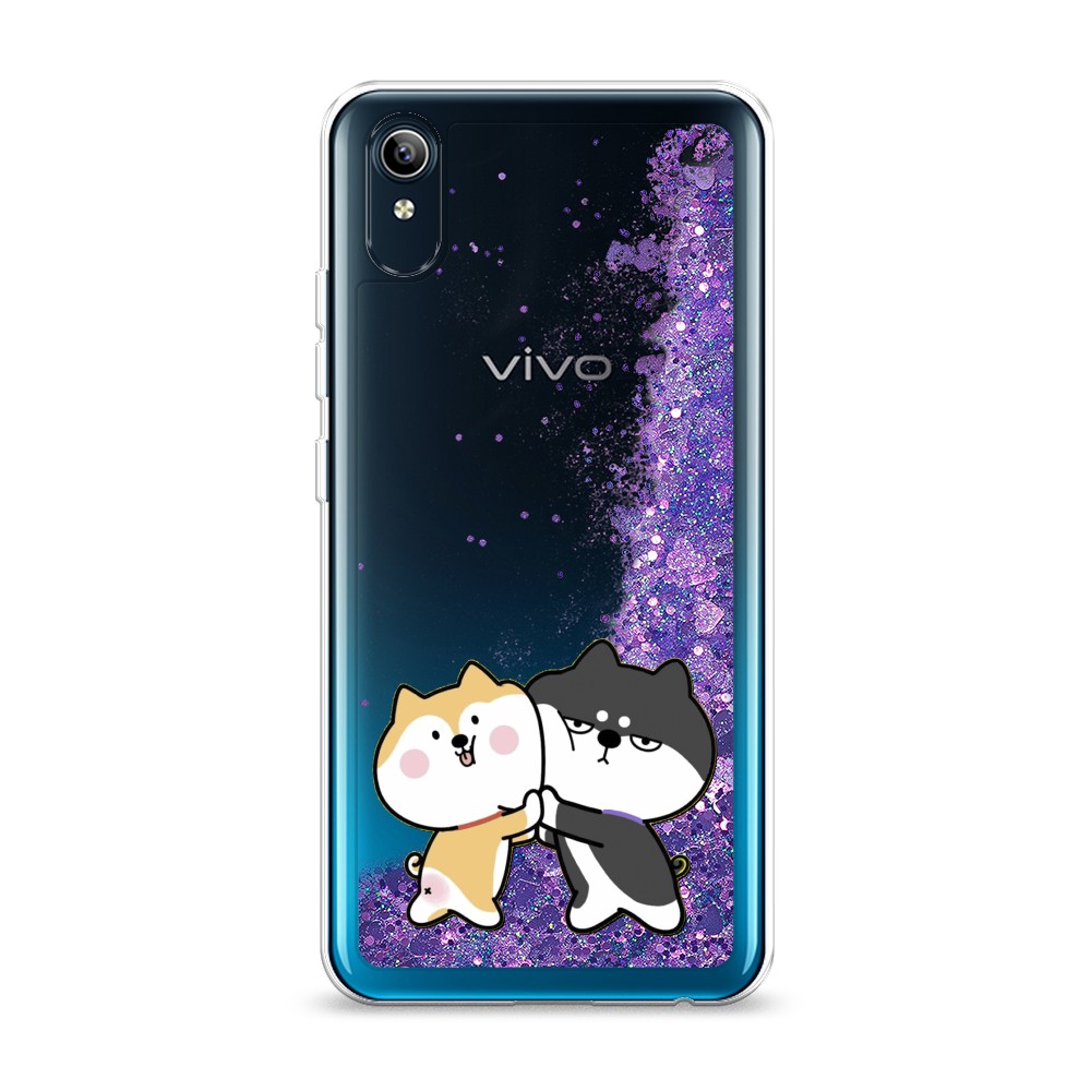 

Жидкий чехол с блестками "Обнимашки акита" на Vivo Y91c, 262892-1