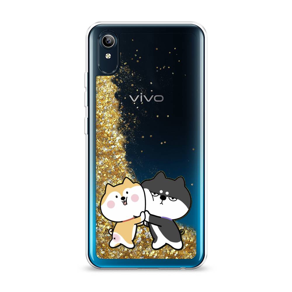 

Жидкий чехол с блестками "Обнимашки акита" на Vivo Y91c, 262890-1