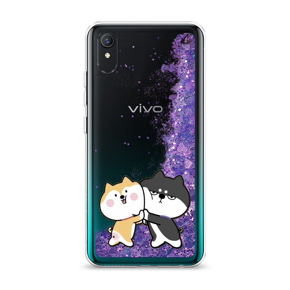 

Жидкий чехол с блестками "Обнимашки акита" на Vivo Y1s, 263292-1