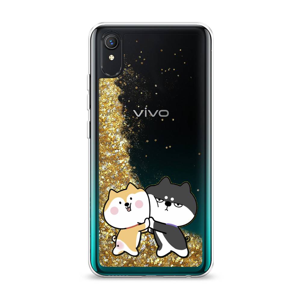 

Жидкий чехол с блестками "Обнимашки акита" на Vivo Y1s, 263290-1