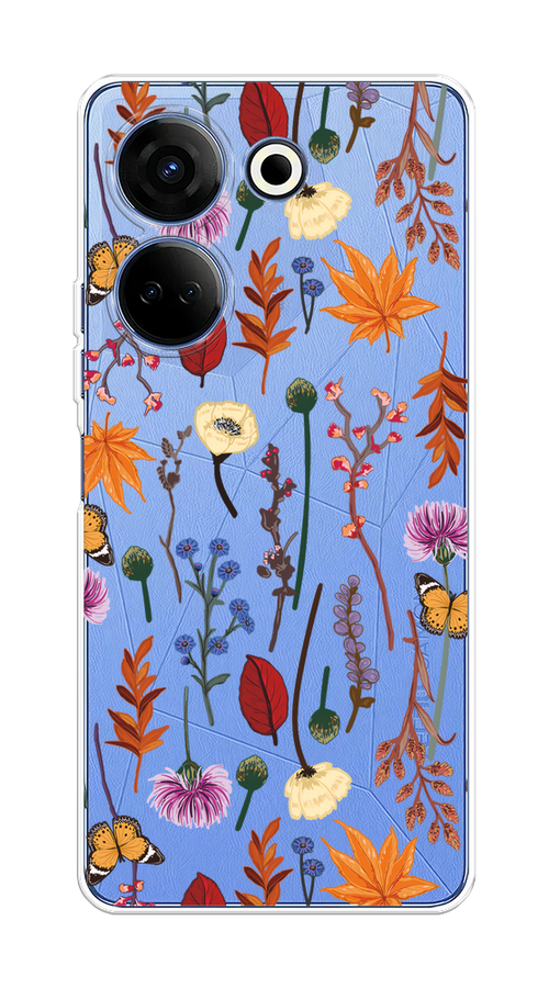 

Чехол на Tecno Camon 20/20 Pro 4G "Orange Purple flowers", Оранжевый;красный;розовый;желтый;прозрачный, 304350-1