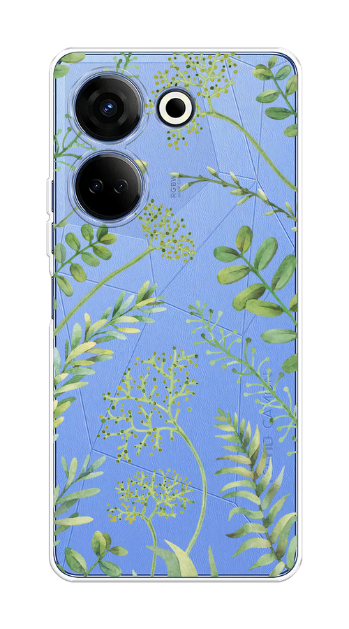 

Чехол на Tecno Camon 20/20 Pro 4G "Green Leaves", Зеленый;прозрачный, 304350-1