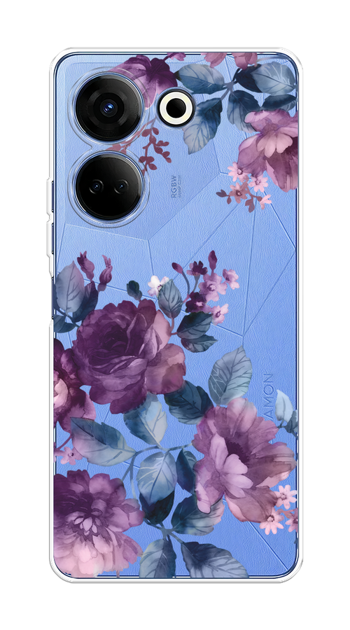 

Чехол на Tecno Camon 20/20 Pro 4G "Purple Blossoms", Синий;фиолетовый, 304350-1