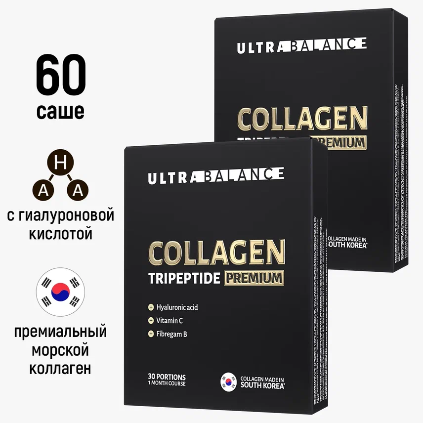 Купить Collagen Tripeptide Premium порошок, Коллаген витамины для суставов связок волос ногтей UltraBalance порошок саше 60 шт