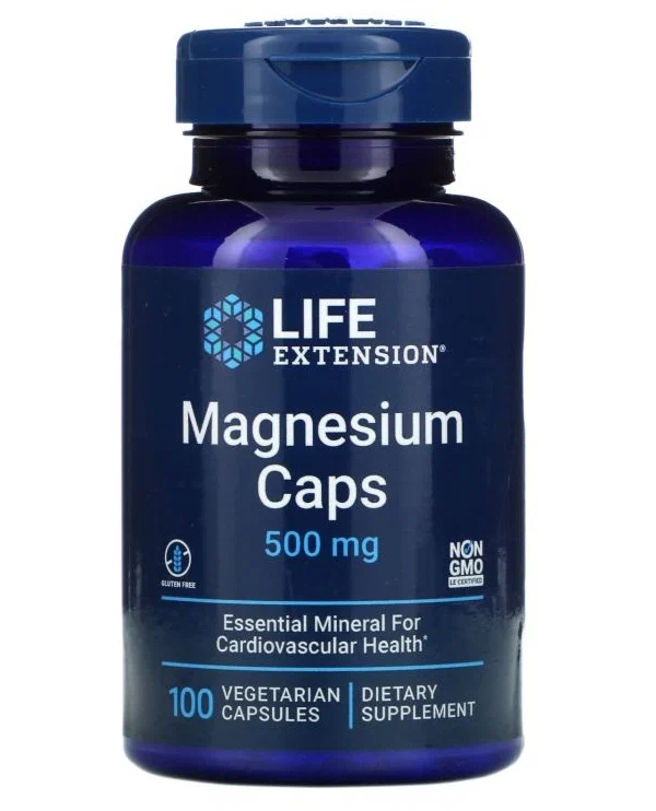 Life extension Magnesium Caps 500 mg, 100 vegetarian capsules