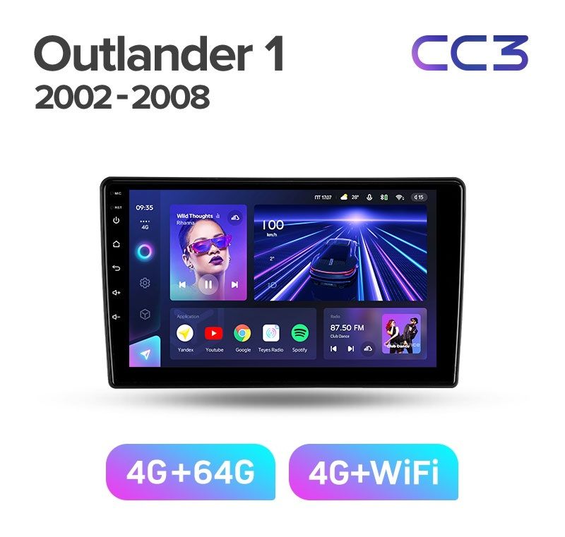 Магнитола TEYES MITSUBISHI OUTLANDER 2002-2008 гРАМКА ПОД КЛИМАТ-КОНТРОЛЬCC3 464ГБ 3489000₽