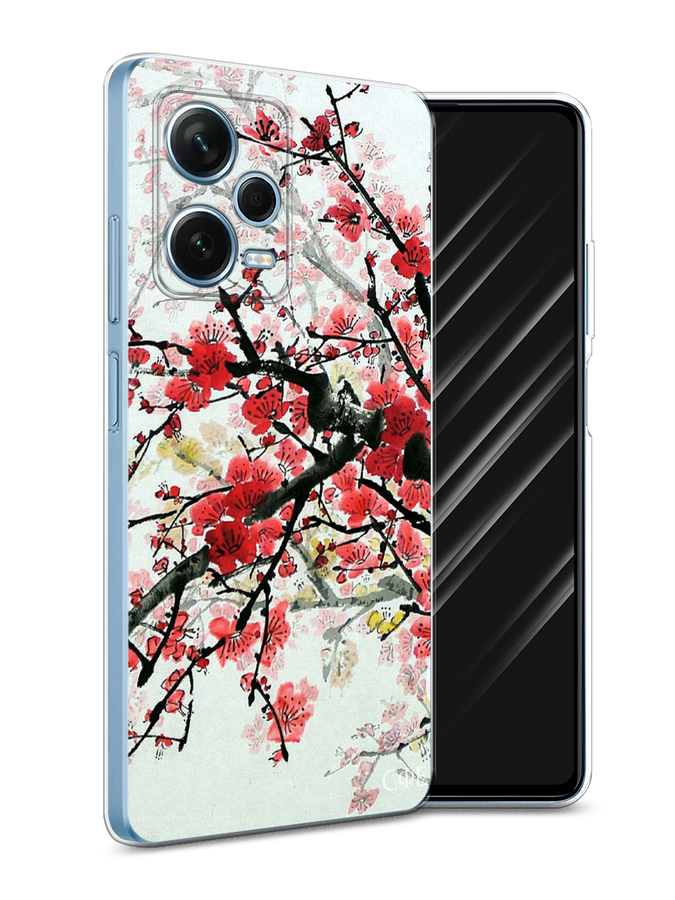 

Чехол Awog для Xiaomi Redmi Note 12 Pro Plus "Сакура", Розовый;черный, 317150-4