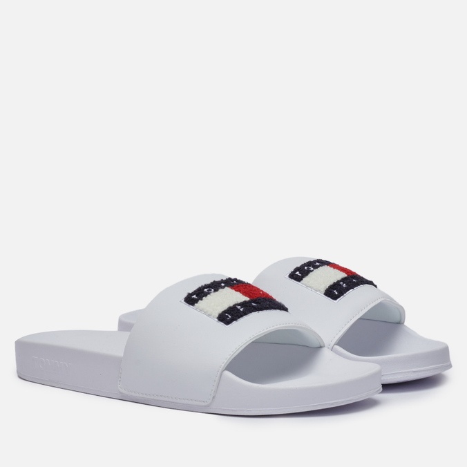 фото Сланцы женские tommy jeans towelling flag pool slide белые 40 eu