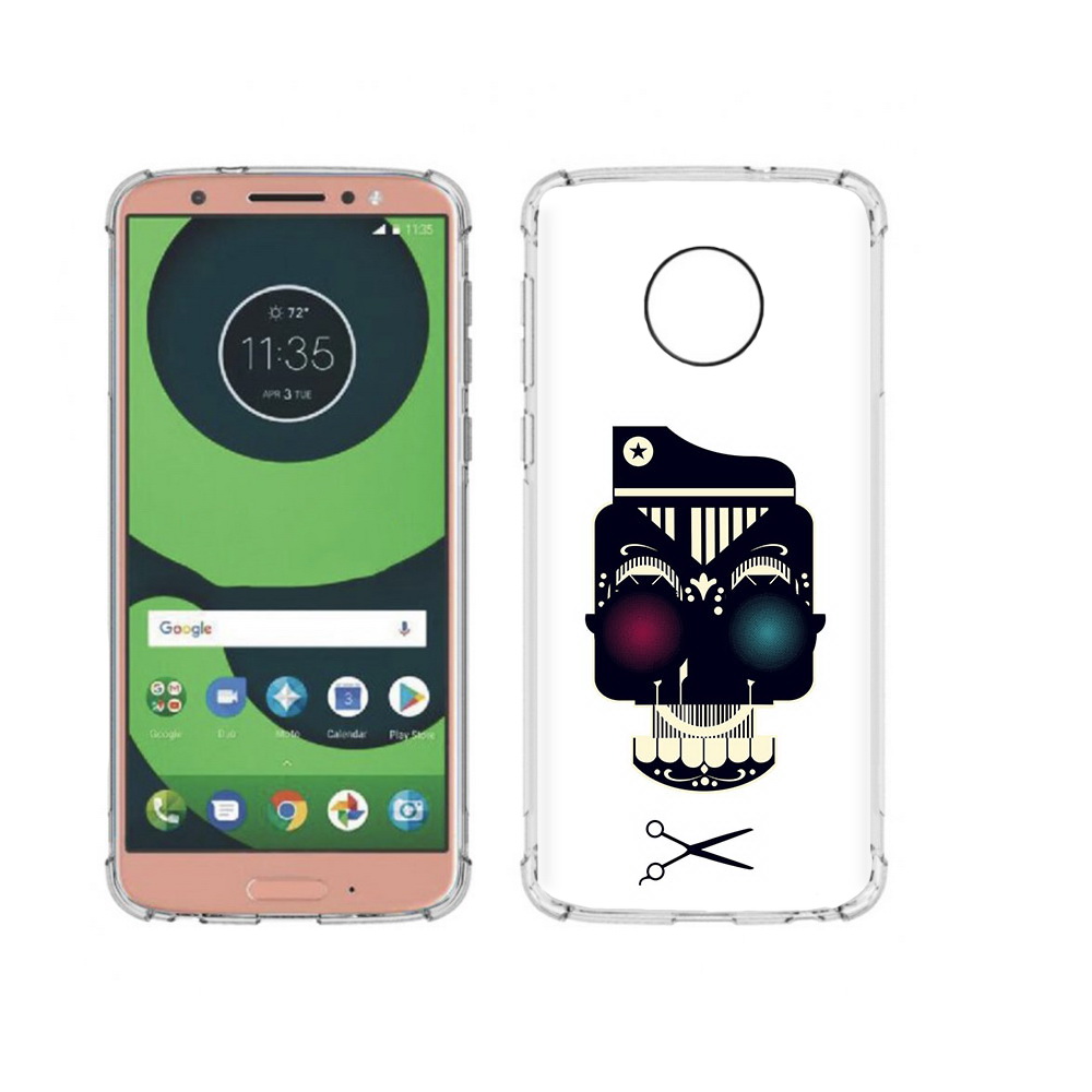 

Чехол MyPads Tocco для Motorola Moto G6 черно белый скелет с яркими глазами, Прозрачный, Tocco