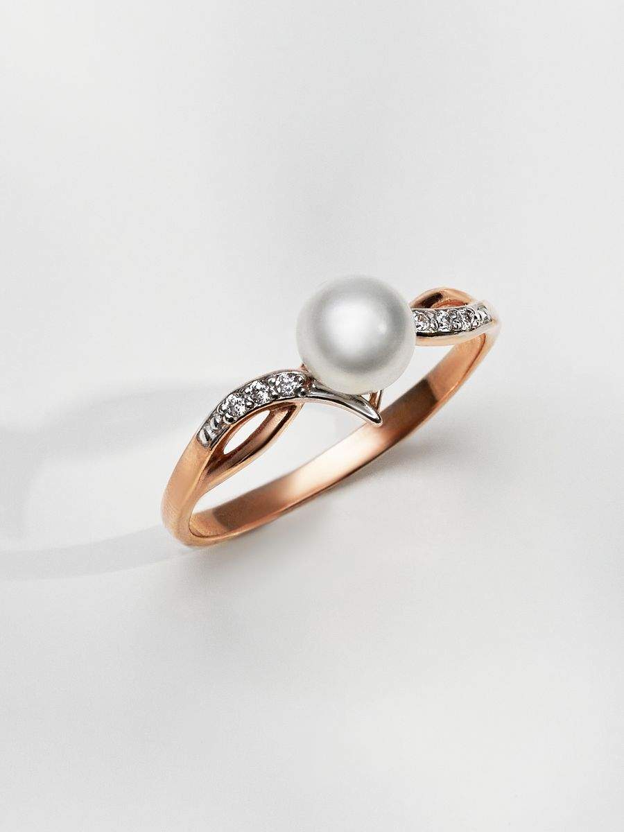 

Кольцо из латуни р. 19 SHINE & BEAUTY 24810917ДК, фианит/жемчуг искусственный, 24810917ДК
