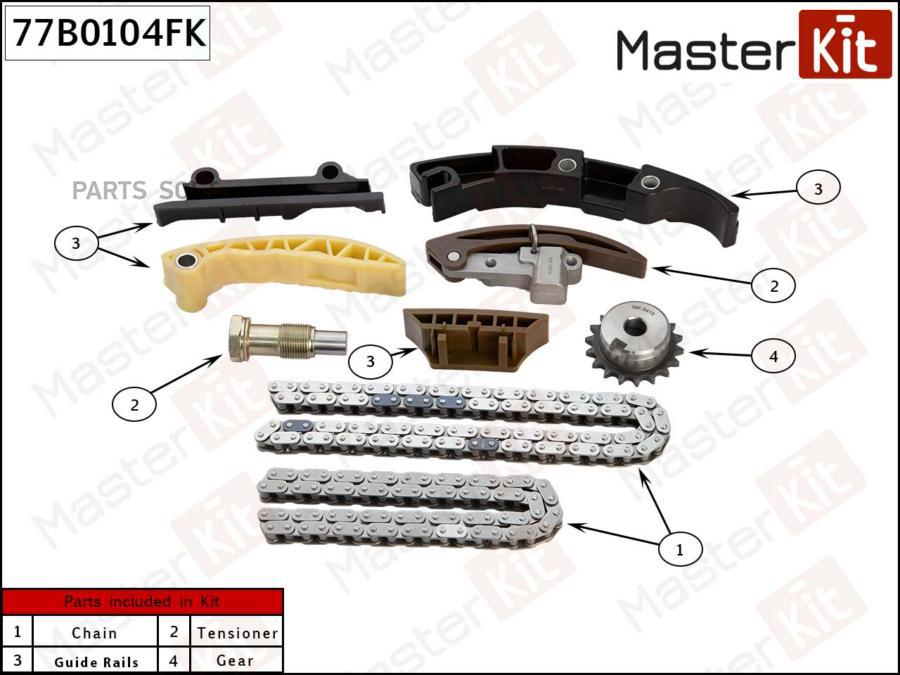 Комплект цепи ГРМ VAG 2.3/2.8/3.2 AQN,AQP,BUB 00-10 77B0104FK