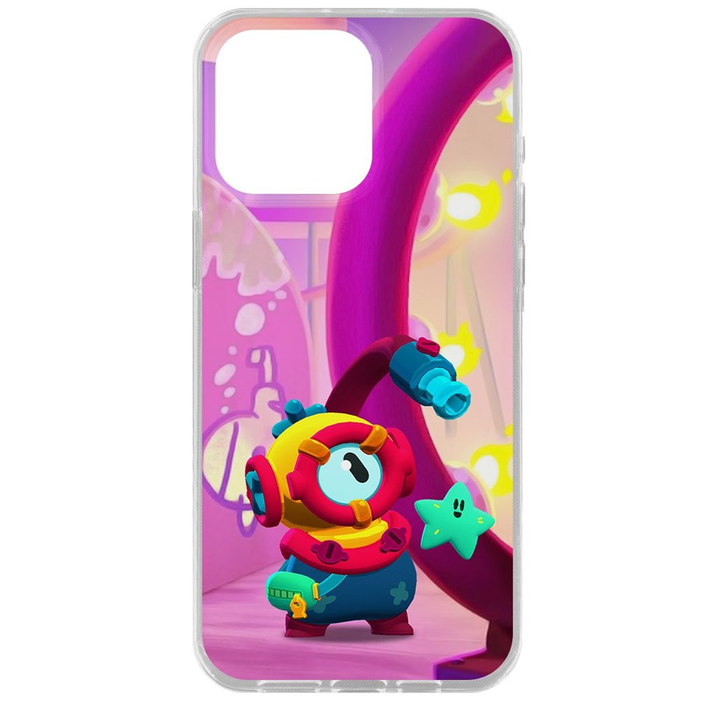 

Чехол-накладка Krutoff Clear Case Brawl Stars-Отис для iPhone 15 Pro Max, Прозрачный