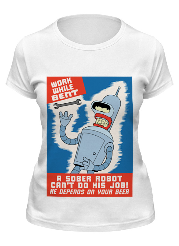 

Футболка женская Printio Bender трезв белая S, Белый, Bender трезв