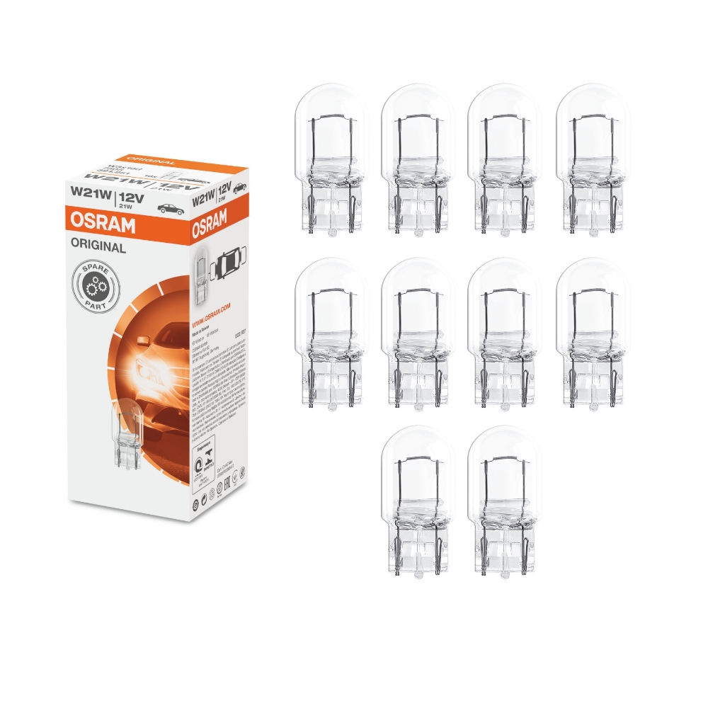 Комплект автомобильных сигнальных ламп Osram W21W (21W 12V) Original Line 10шт