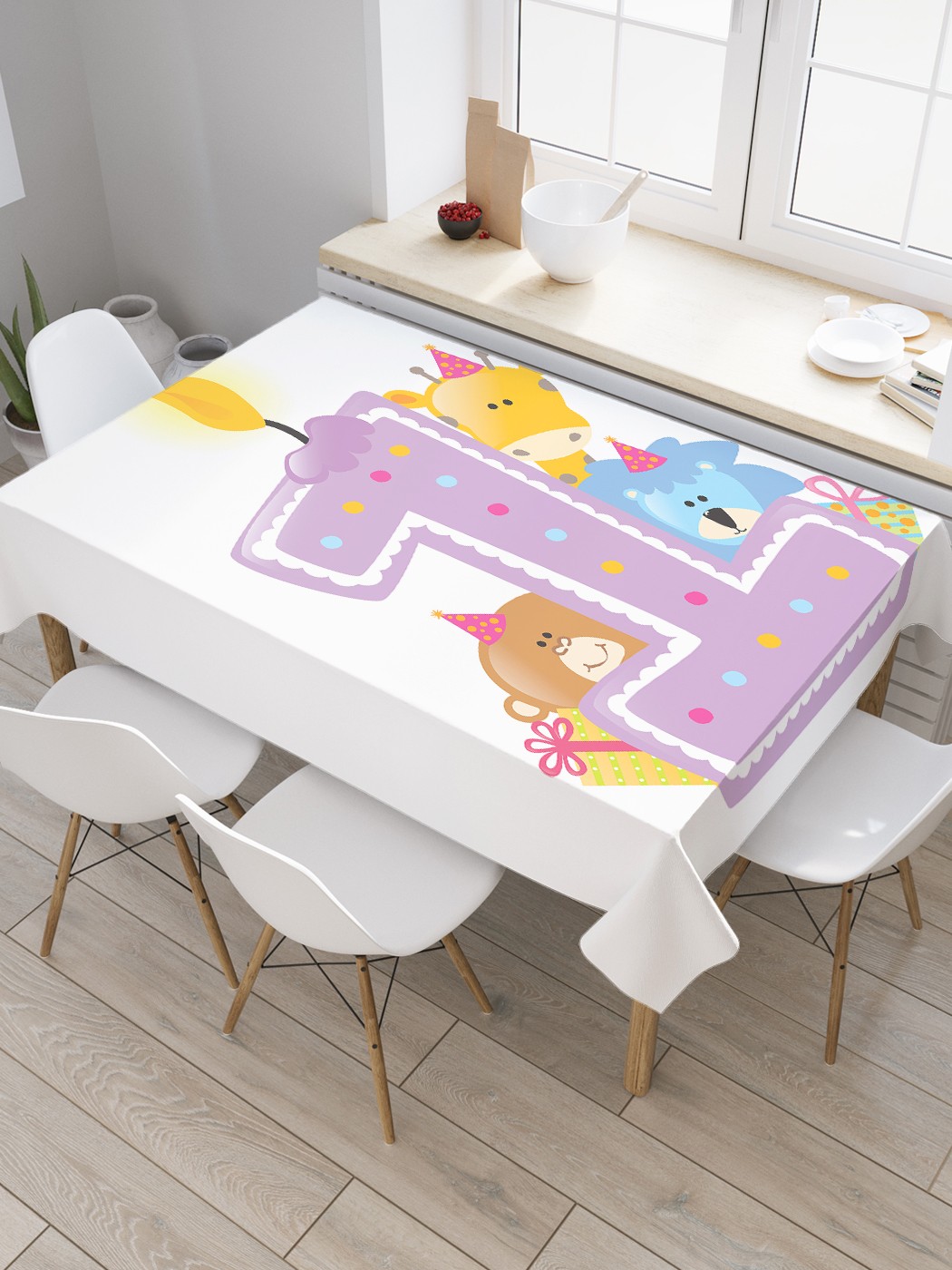 

Фотоскатерть JoyArty МУЛЬТИ 91820 120x145, Белый;фиолетовый