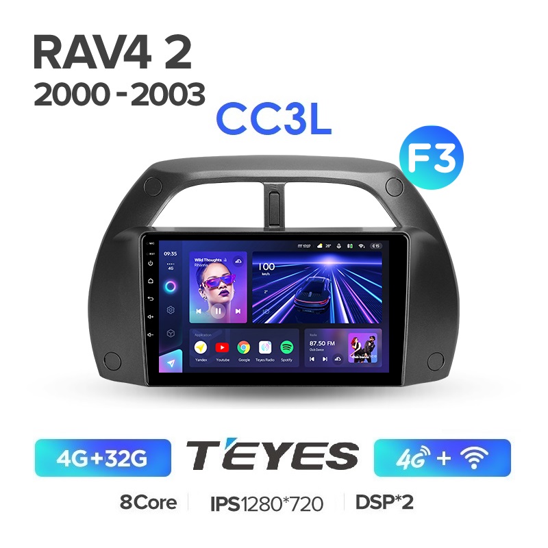 Автомобильная магнитола Teyes CC3L 4/32Гб Toyota RAV4 CA20 2000-2003 ANDROID