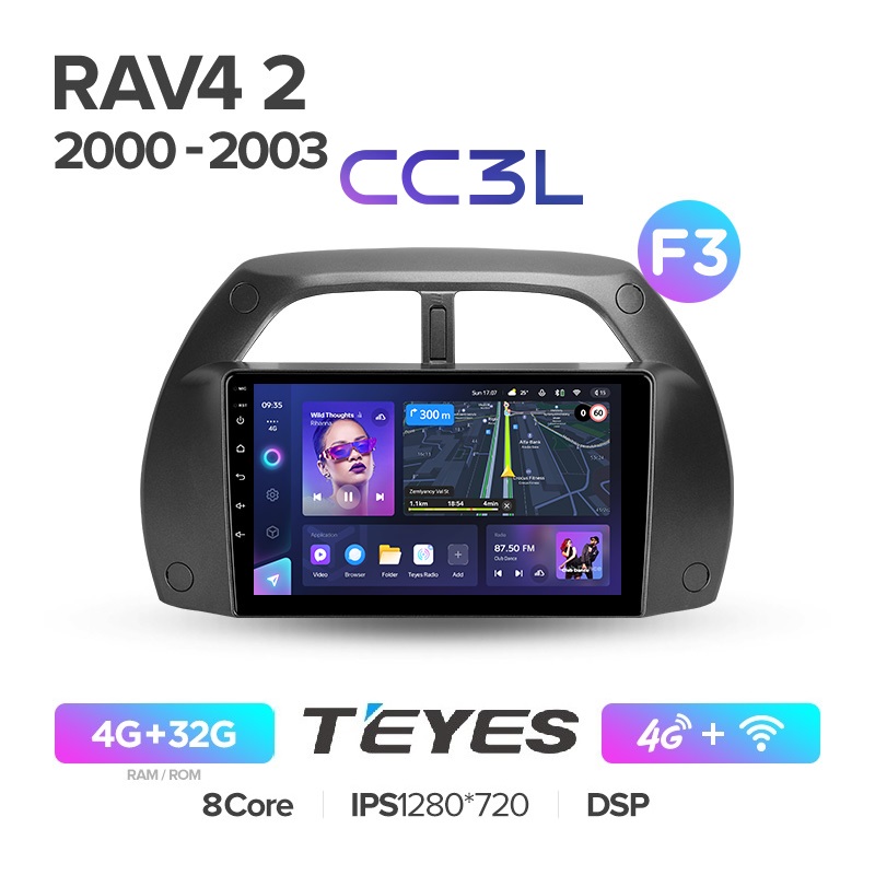 Автомобильная магнитола Teyes CC3L 4/32Гб Toyota RAV4 CA20 2000-2003 ANDROID