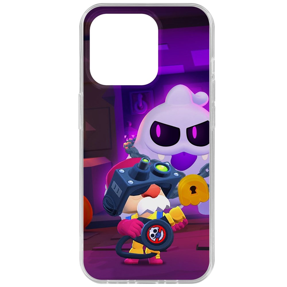 

Чехол-накладка Krutoff Clear Case Brawl Stars-Охотник за Скуиками Гэйл для iPhone 15 Pro, Прозрачный