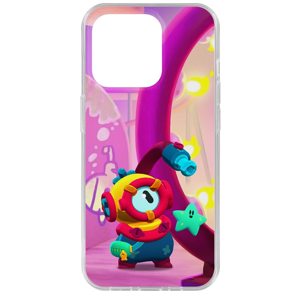 

Чехол-накладка Krutoff Clear Case Brawl Stars-Отис для iPhone 15 Pro, Прозрачный