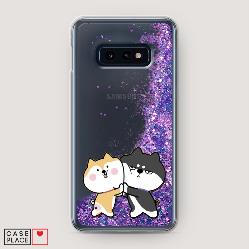 

Жидкий чехол с блестками "Обнимашки акита" на Samsung Galaxy S10E