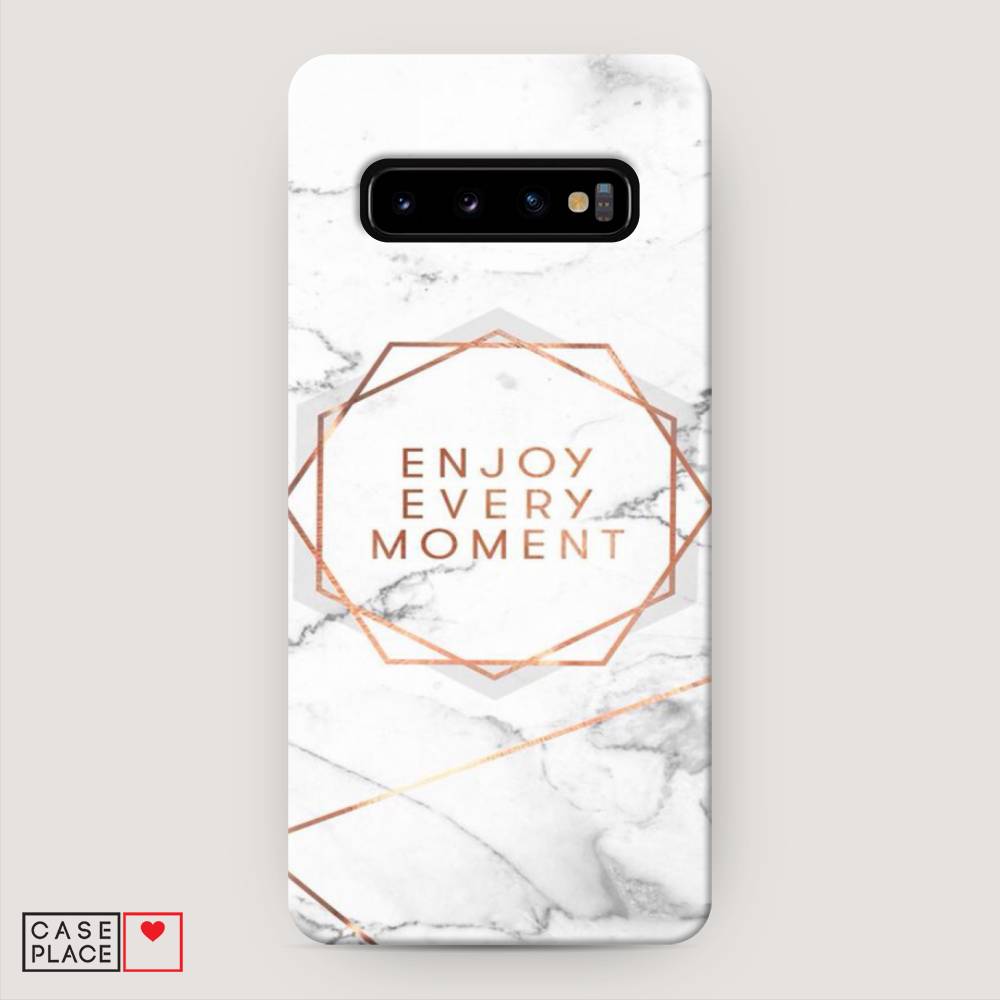 фото Пластиковый чехол "enjoy every moment мрамор" на samsung galaxy s10 + awog