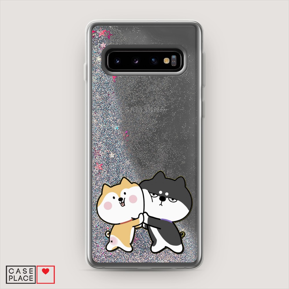 

Жидкий чехол с блестками "Обнимашки акита" на Samsung Galaxy S10 +, 27191-1