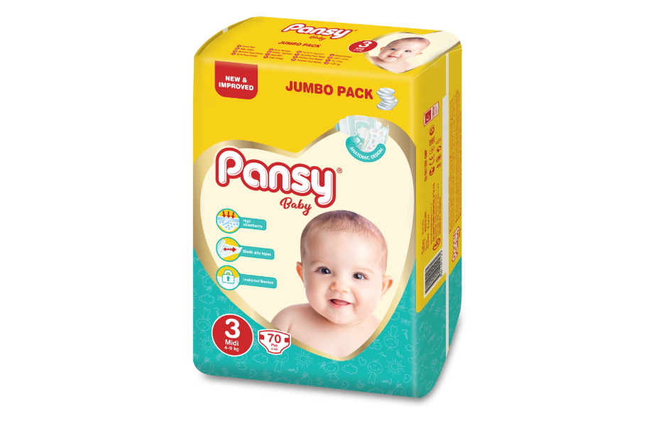 фото Подгузники pansy baby jumbo midi размер 3, 4-9 кг, 70 шт.