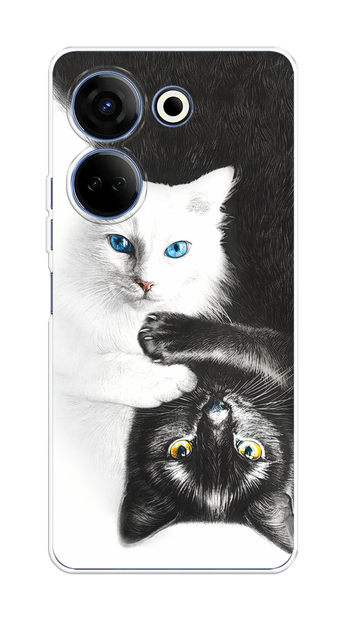 

Чехол на Tecno Camon 20/20 Pro 4G "Коты Инь-Янь", Черный;белый;голубой, 304350-1